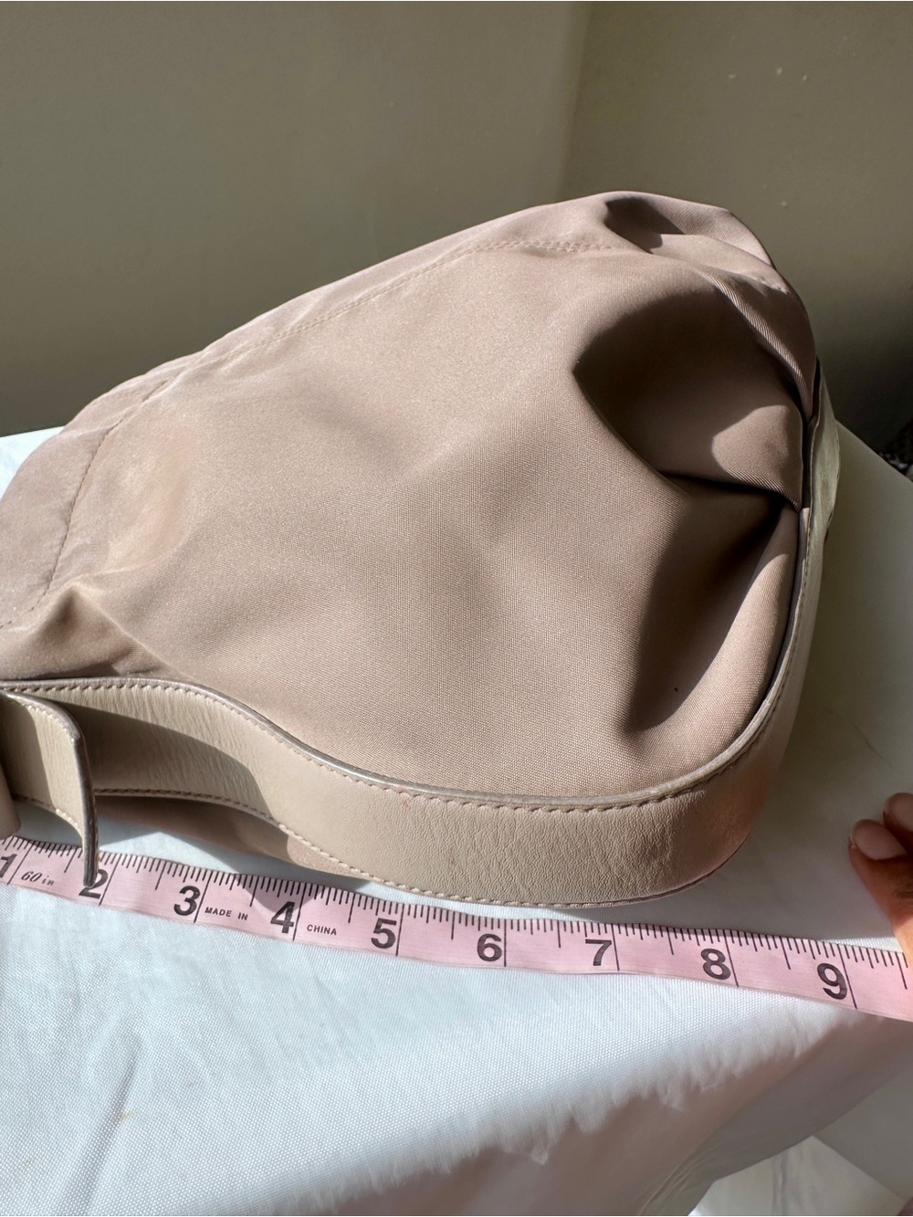 SALVATORE FERRAGAMO Vara Nylon Leather Hobo Shoulder Bag Taupe - Picture 10 of 14